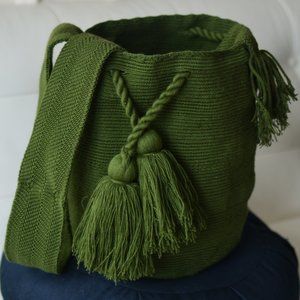 RARE Forest Green Wayuu Mochila Cross-Body Bag